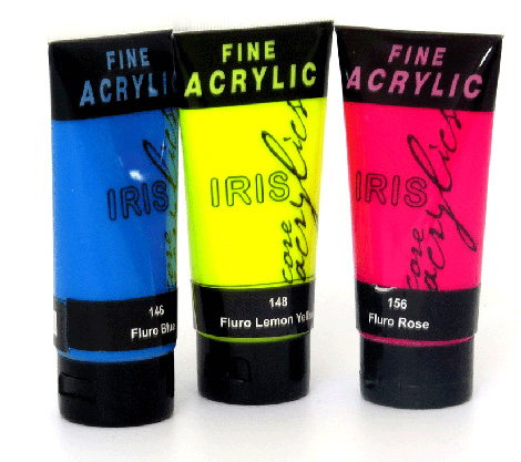 Paints - Iris Acrylics Metallic, fluro and glitters 75ml